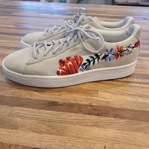 NWOT PUMA Suede Hyper Embelished Womens in Glacier Grey White - Picture 6 of 14